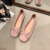 Xajzpa Shoes Fashion Women's Shallow Mouth Square Toe Soft Bow-Knot Female Footwear All-Match Moccasins Modis New Summer
