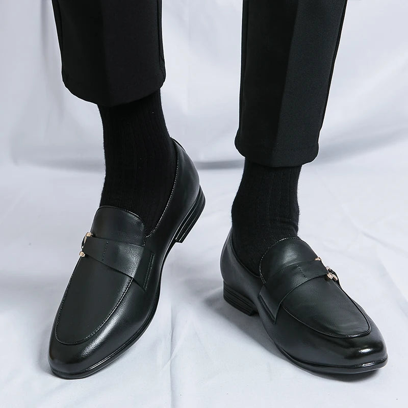 Xajzpa 2025 Designer Fashion Mens Loafers Leather Handmade Black Brown Casual Business Dress Shoes Party Wedding Men's Footwear