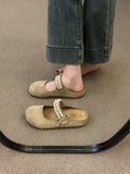 Xajzpa Flat Shoes Female Woman's Slippers Platform String Bead Slides Cover Toe 2025 Summer Soft  Shoes Women Cover Toe Slippers Flat P