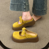 Xajzpa Shoes Woman Cover Toe Butterfly-Knot Slippers Summer Platform Pantofle New Butterfly-knot Slides Mary Janes Slippers Women