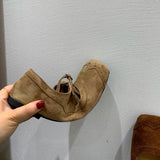 Xajzpa New Fashion Ladies Leather Flat Shoes Mary Jane Casual  Women Buckle Shoes Ladies Casaul Dress Low Heel Leather Shoes