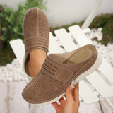 Xajzpa Women's Vintage Style Solid Color Mules Composite Toe Platform Heel Shoes Man-Made Inner Insole Faux Sole Spring Season Slipper