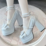Xajzpa 2025 Christmas Women's Sweet JK Princess Lolita High Heels Girlish Campus Style Leather Shoes