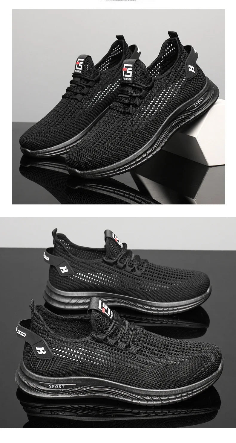 Xajzpa Men's Sneakers Classic Casual Shoes Breathable Mesh Running Sneakers Without Laces Lightweight Men Shoes 2025 Summer New
