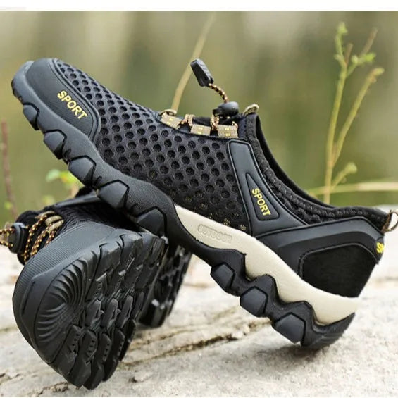Xajzpa Men Casual Tennis Sneakers Summer Fashion Breathable Mesh Shoes Mens Non-Slip Hiking Shoes Sneaker for Men Climbing Trekking