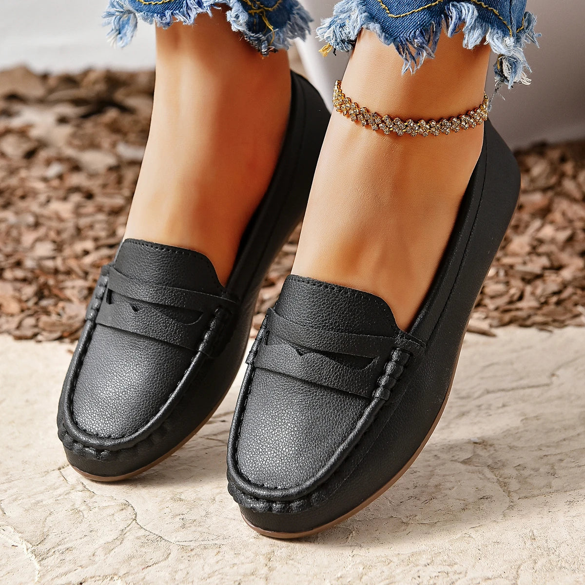 Xajzpa New Flats Shallow Loafers Women Walking Casual Shoes Designer Summer Comfort Soft Sole Shoes Brand Office Zapatillas De Mujer