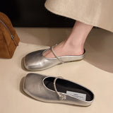 Xajzpa Shoes Slippers Flat Slipers Women Cover Toe Slides 2025 Mary Janes Female Shoes Ladies' Slippers Cover Toe Flat Mary Janes