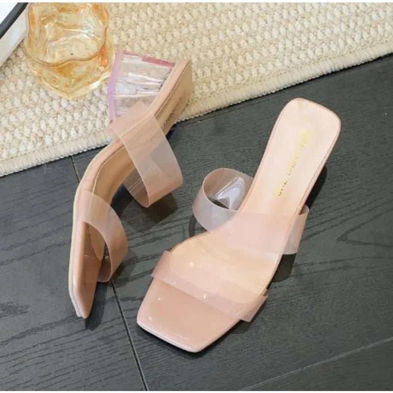 Xajzpa Plus Size 35-43 women's Shoes Summer Concise Slippers Square Toe Shallow Slippers High Quality Luxury Slippers