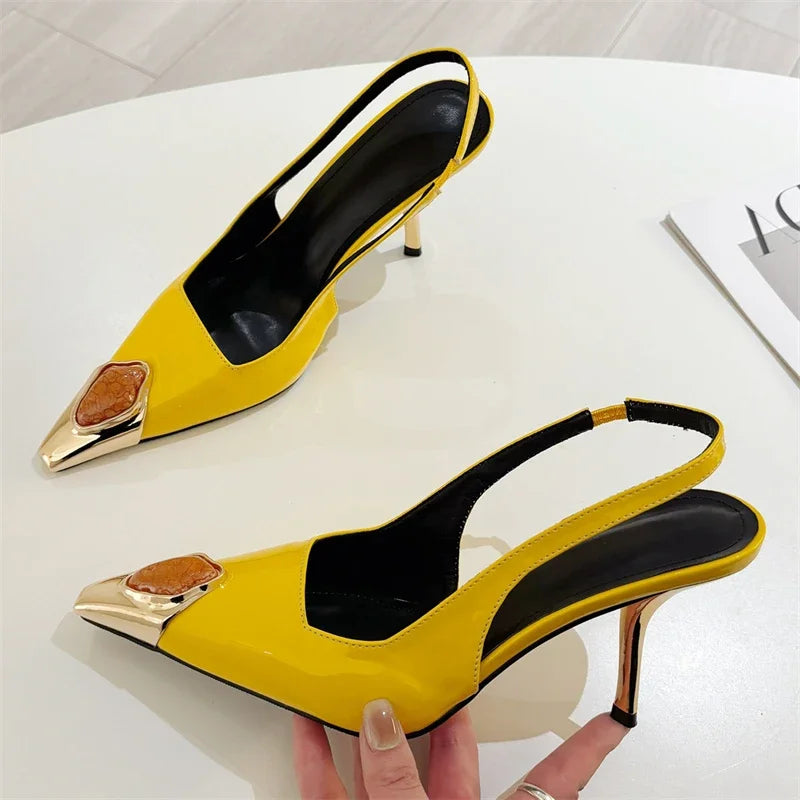 Xajzpa Inlay Diamond Pointed Toe Women Pumps Sexy Thin High Heels Banquet Wedding Stripper Female Shoes