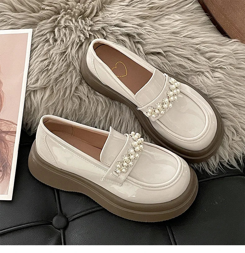 Xajzpa Summer Shoes Ladies Female Footwear Oxfords Women's Round Toe Shallow Mouth Loafers With Fur Clogs Platform Casual Sneaker Briti