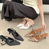 Xajzpa Elegant New Style Leopard Print Buckle Strap Women Pumps Pointed Toe Thin High Heels Banquet Dress Ladies Shoes