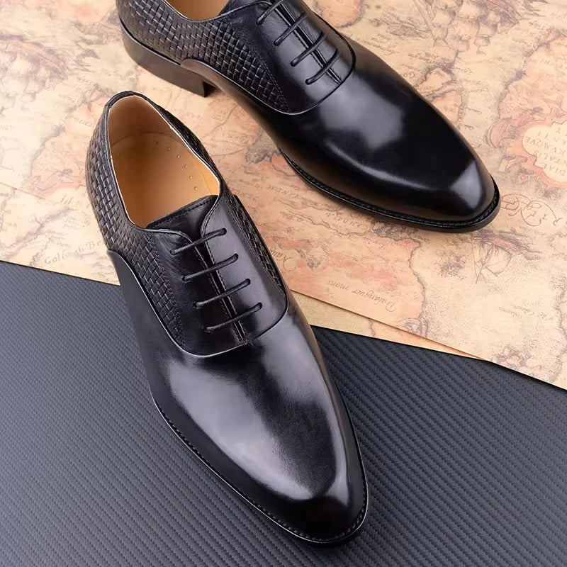 Xajzpa Men's Dress Shoes Luxury Printing Business Classic Handmade Oxfords Top Layer Cowhide Leather Black Brown Formal Shoes New Style