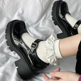 Xajzpa  Summer Platform Leather Shoes Women Flats Casual Oxford Loafers Thick Bottom Ladies Wedge Lolita Shoes Mary Jane Ladies