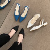 Xajzpa Summer Women New Sexy Retro Solid Color Heels PU Leather Shoes Outdoor Banquet Party Pointed Shoes Fashion Sandals Plus Size 42