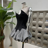 Xajzpa Fashion 2 Piece Set Women's Fish Bone Strapless Top Plaid Fluffy Short Skirts 2025 Summer New Tide