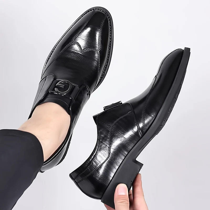 Xajzpa Men's casual shoes fashion brand classic casual men's PU leather shoes black hot selling breathable business men's shoes