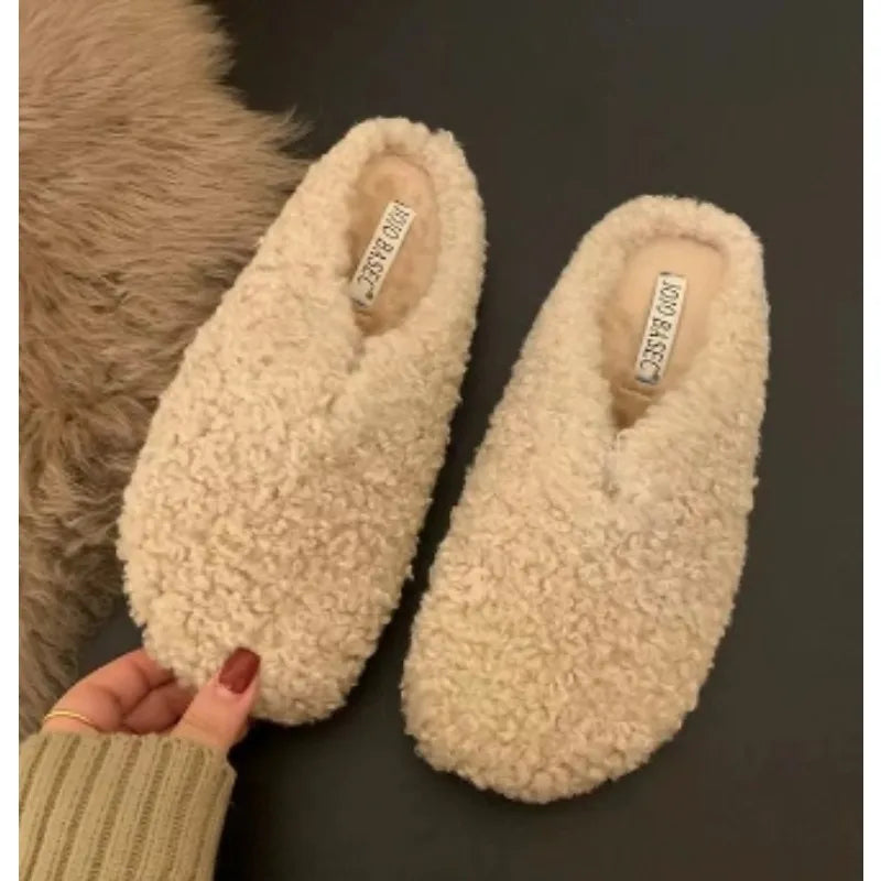 Xajzpa New Style Fashion Women's Home Fur Slippers Non-Slip Soft Warm House Indoor Bedroom Couples Shoes Plus Size Zapatos Mujer