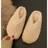Xajzpa New Style Fashion Women's Home Fur Slippers Non-Slip Soft Warm House Indoor Bedroom Couples Shoes Plus Size Zapatos Mujer