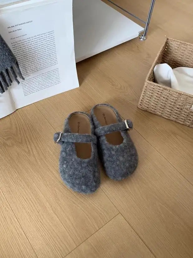 Xajzpa Big Size 43 Women Lambswool Slippers Winter Sheep Fur Shoes Ladies Flat Cotton Slides Home Pantuflas Daily Slip On Furry Mules