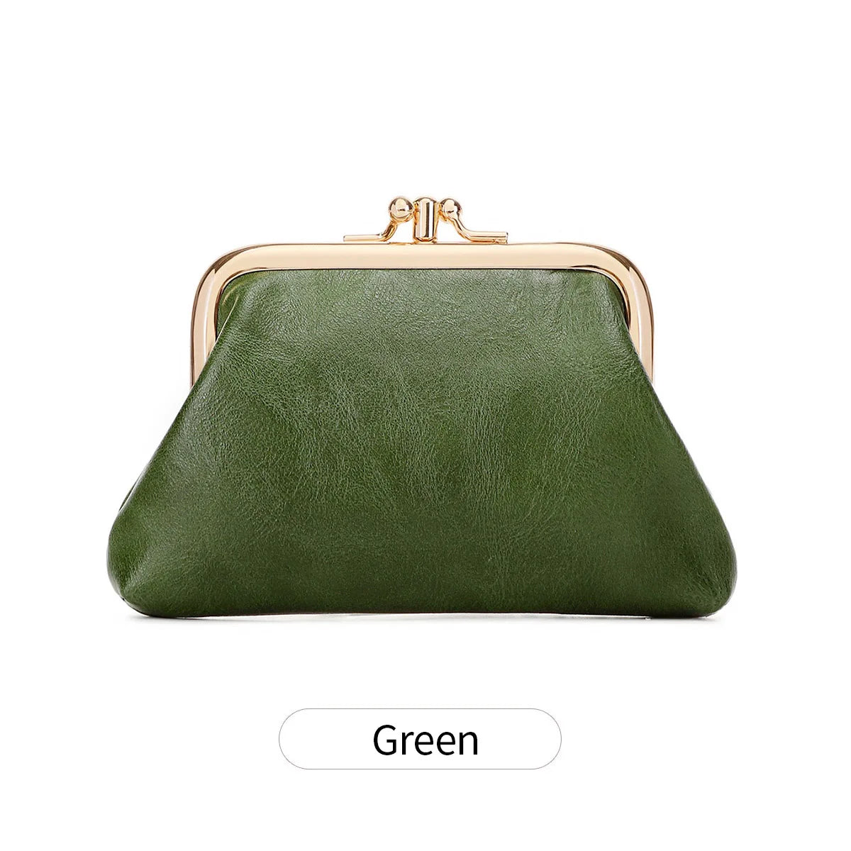 Xajzpa Cute Clip Lock Women's Coin Purse Retro Solid Color Bifold Kiss Lock Small Wallet Simple PU Leather Lipstick Portable Pocket Bag