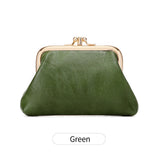 Xajzpa Cute Clip Lock Women's Coin Purse Retro Solid Color Bifold Kiss Lock Small Wallet Simple PU Leather Lipstick Portable Pocket Bag