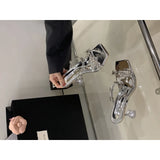 Xajzpa Shoes Square Toe Slippers Heels Luxury Slides Rubber Flip Flops Slipers Women Low High Designer Hawaiian Glitter Rome Sexy