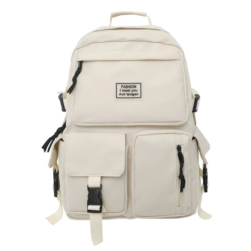 Xajzpa A Load Of Multi-pocket Men and Women Universal Nylon Large-capacity Leisure Simple Schoolbag Insert Buckle Computer Backpack