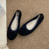 Xajzpa Fashion Bow Tie Flats Ballet Shoes Women Female Ballet Round Toe Shallow Cut Ballerina Soft Moccasin Dress Shoes Zapato