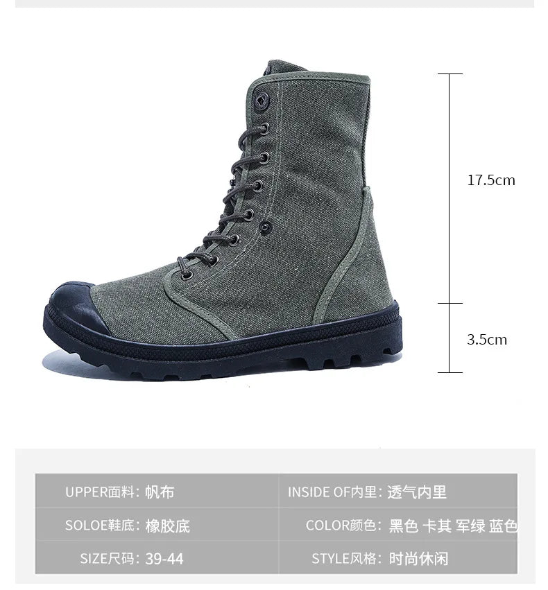 Xajzpa Men's Fashion Canvas Shoes Spring and Autumn Outdoor Shoes Thick-soled High-top Shoes Cuff Shoes Fashion Sports Shoes
