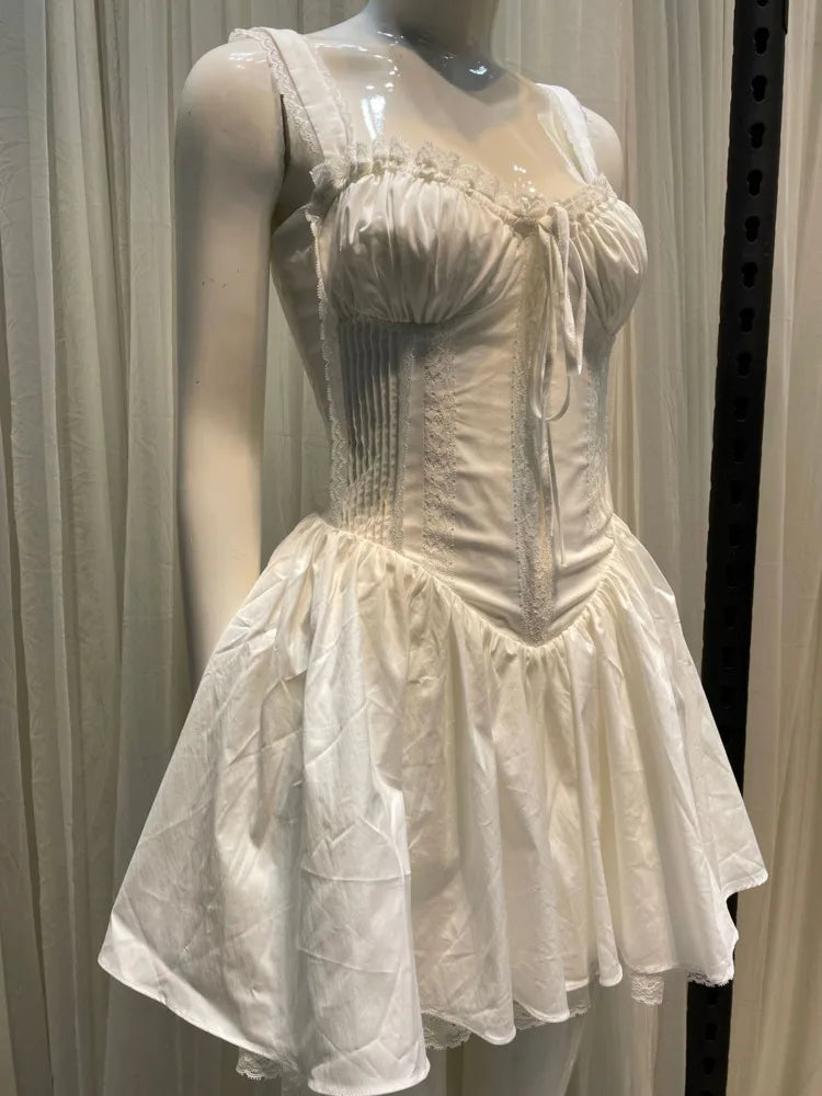 Xajzpa Fashion Solid Color Dress Women's Sleeveless Waist Retraction A Line Dresses 2025 Summer New Tide