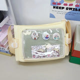 Xajzpa Preppy Style Candy Colour Cute Shoulder Bag Anime Expo Transparent Badge Display Messenger Bag Women Doll Itabag Crossbody Bag