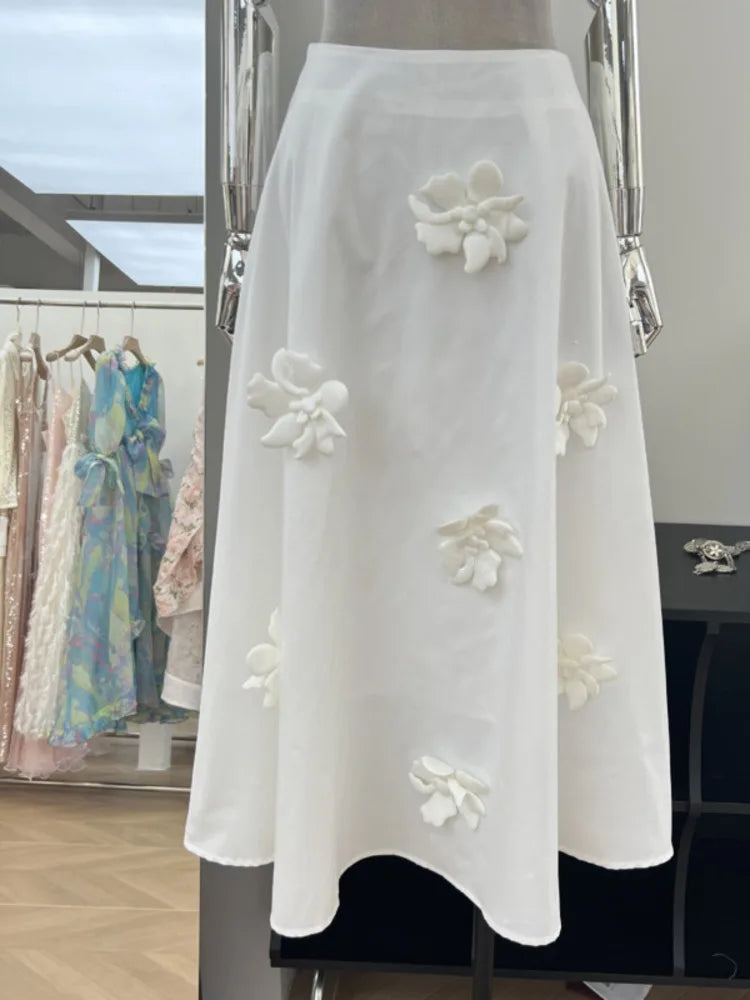 Xajzpa Fashion Solid Color 2 Piece Set Women's Flower Short Vest Casual Half Skirt 2025 Summer New Tide