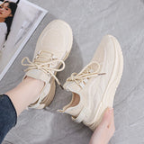 Xajzpa Autumn Women's Lace Up Flat Shoes Outdoor Fashion Black Lightweight Black Running Shoes Breathable Mesh Casual Sports Shoes
