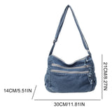 Xajzpa  Women Casual Satchel Bag Large Capacity Denim Vintage Messenger Bag Adjustable Strap Daily Tote Bag Multifunction Chic Hobo Bag