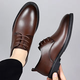 Xajzpa Size up formal leather shoes for men with lace Oxford wedding banquet office casual fashion breathable business shoes