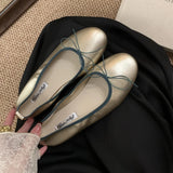 Xajzpa Fashion Bow Tie Flats Ballet Shoes Women Female Ballet Round Toe Shallow Cut Ballerina Soft Moccasin Dress Shoes Zapato