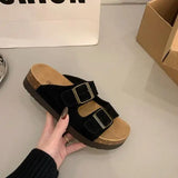 Xajzpa Shoes Women Low Slippers Casual Pantofle Platform Slides Soft Luxury 2025 Hoof Heels Classics Fashion Rome Fabric Rubber PU