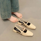 Xajzpa Open Shoes Heel Mary Jane Square Toe Chunky Sandals Women's Block Girls Clear New Low Retro Silver Scandals Janes Women's S