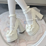 Xajzpa 2025 Christmas Women's Sweet JK Princess Lolita High Heels Girlish Campus Style Leather Shoes