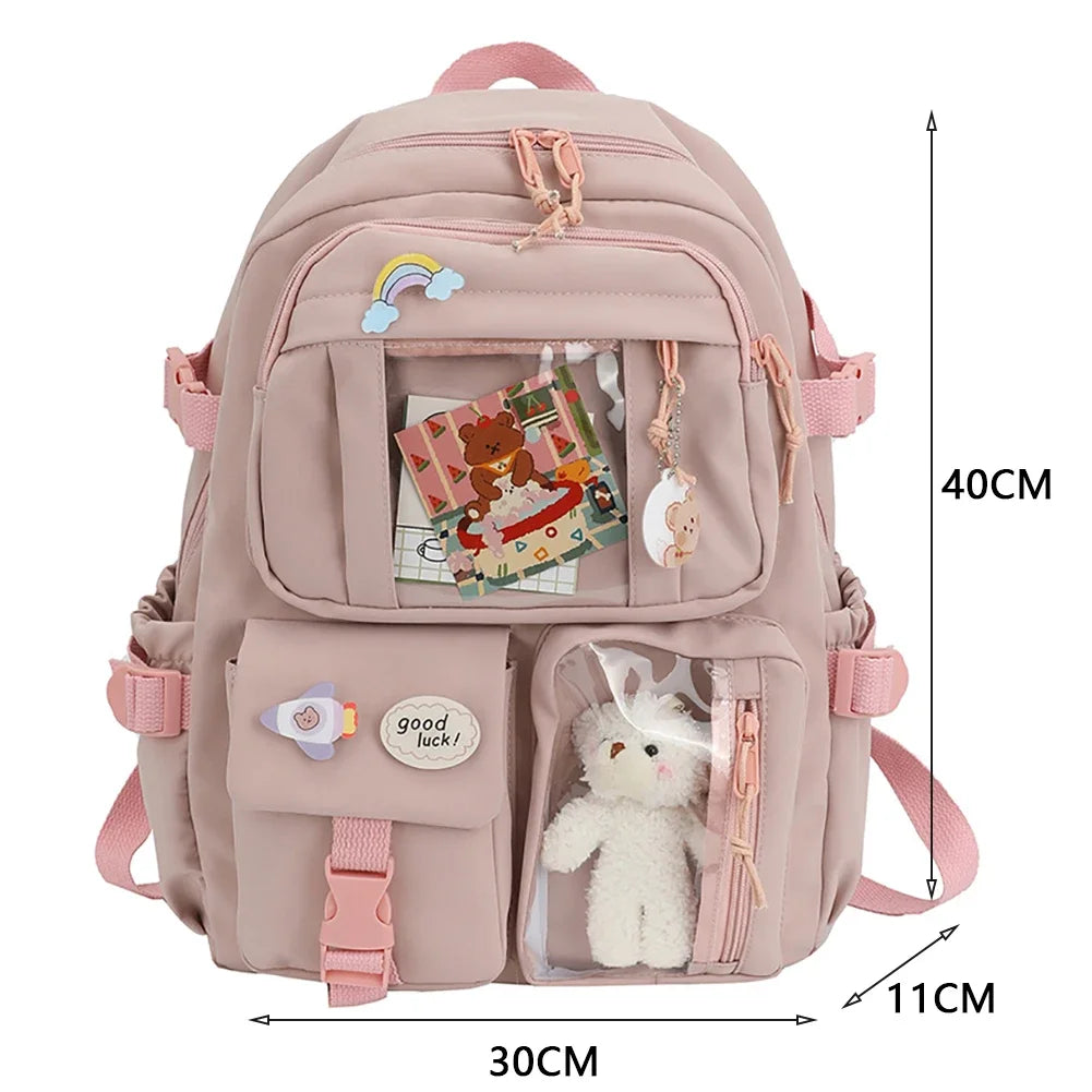 Xajzpa BACK TO SCHOOL Japanese Girls Aesthetic Backpack Cute School Bags For Student Teens Girls Pockets Kawaii Women Laptop Backpack Harajuku Mochila