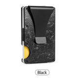Xajzpa Carbon Fiber Forged Aluminum Credit Card Holder Wallet RFID Women's and Men's Intelligent Pop-up Wallet Black Metal Wallet