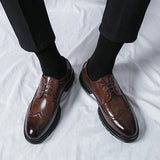 Xajzpa British style men's leather shoes, formal Oxford footwear quality breathable and comfortable wedding shoes