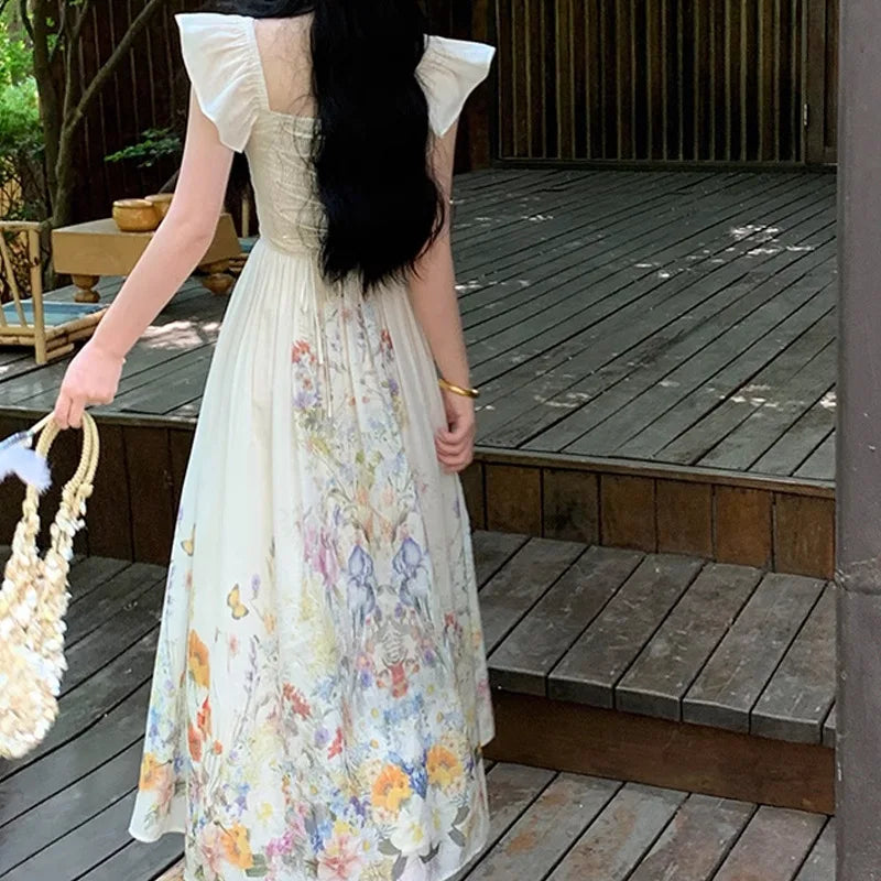 Xajzpa Fashion Printing Casual Dress Women's Short Sleeve Waist Retraction A Line Dresses 2025 Summer New Tide