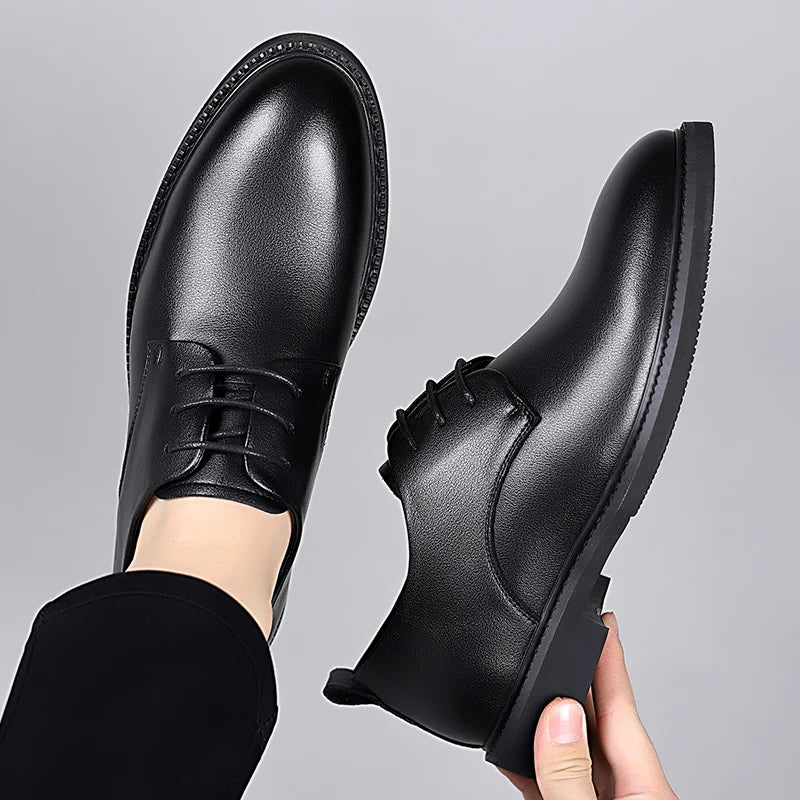 Xajzpa Size up formal leather shoes for men with lace Oxford wedding banquet office casual fashion breathable business shoes