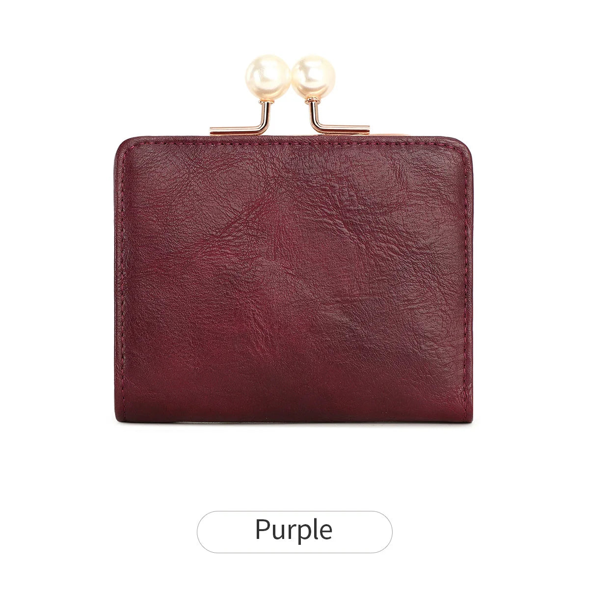 Xajzpa Women's Wallet Short Compact Three Layer Large Capacity Retro Pearl Wallet High Quality PU Leather Multi Card Seat/Coin Zero Wallet