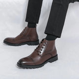 Xajzpa Men's short boots winter fashion new comfortable Amazon tight lace shoes old-fashioned business men's casual fashion shoes