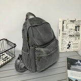 Xajzpa New Gray Denim Backpack Women's Leisure Travel Outing Shoulder Bag Female Fashion Schoolbags Suitable For Boys And Girls Mochila