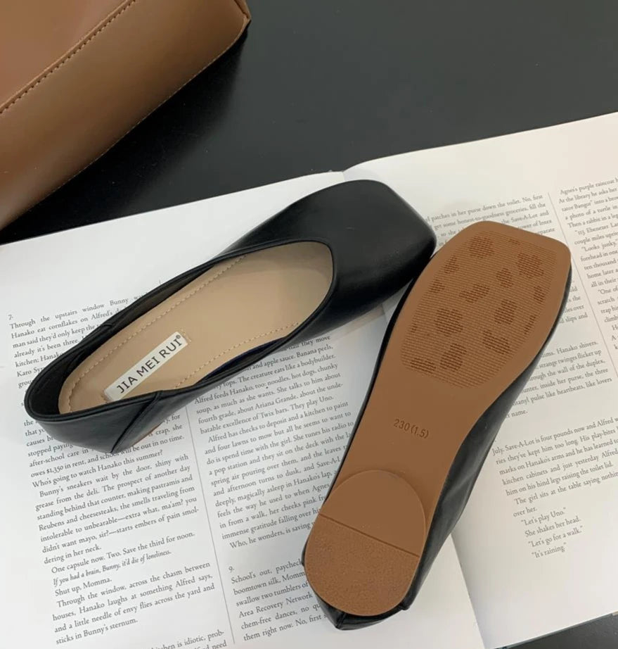 Xajzpa Women Cute Light Weight Spring Slip on Leather Flat Shoes Lady Casual Brown Office Casual Single Shoes Loafers Zapatos De Mujer