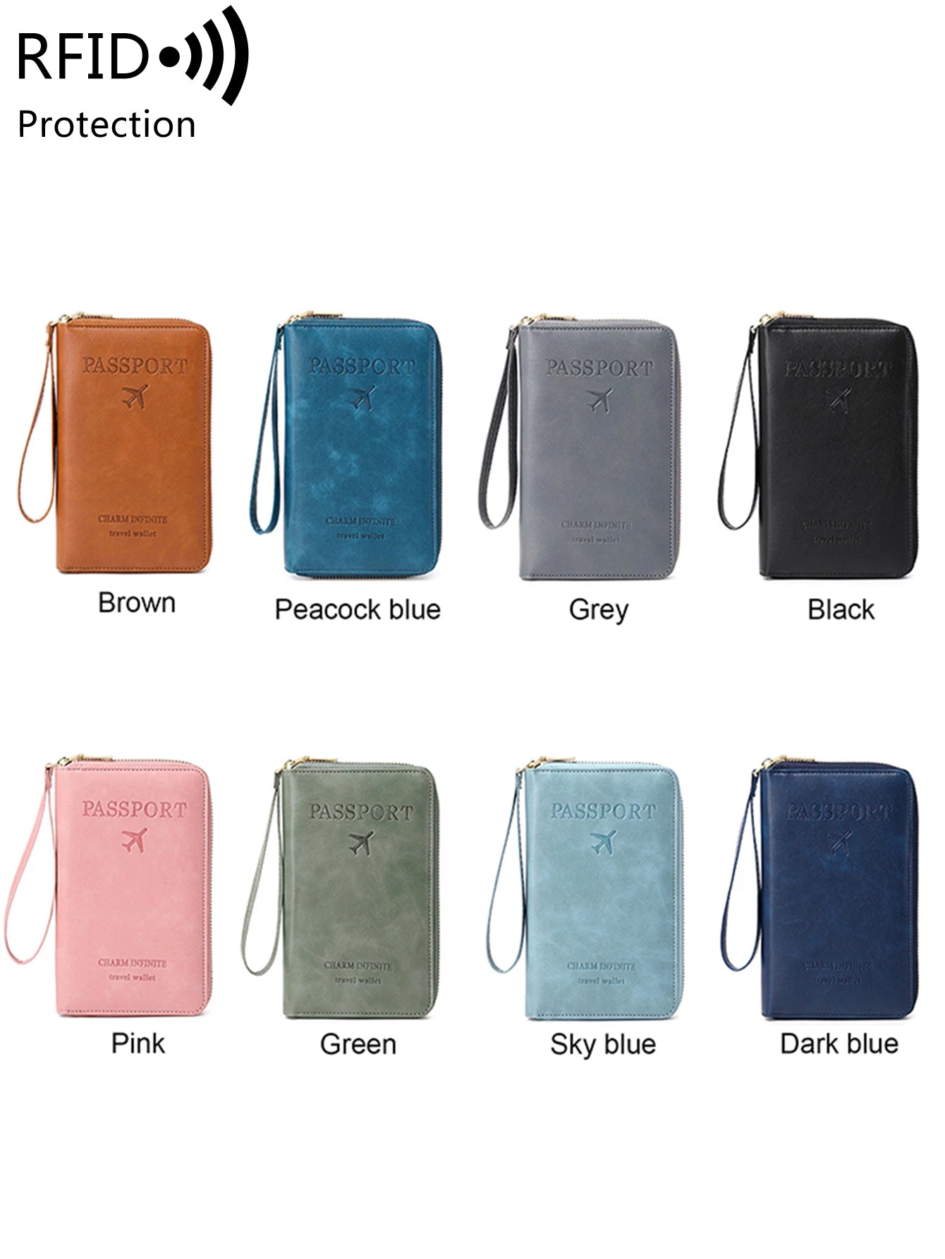 Xajzpa RFID Passport Wallet for Women and Men, PU Leather Card Holder Passport Case for Travel Essential Items for Family Vacation