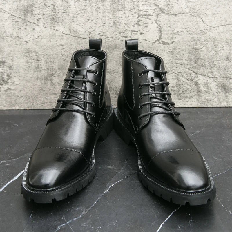 Xajzpa Men's short boots winter fashion new comfortable Amazon tight lace shoes old-fashioned business men's casual fashion shoes